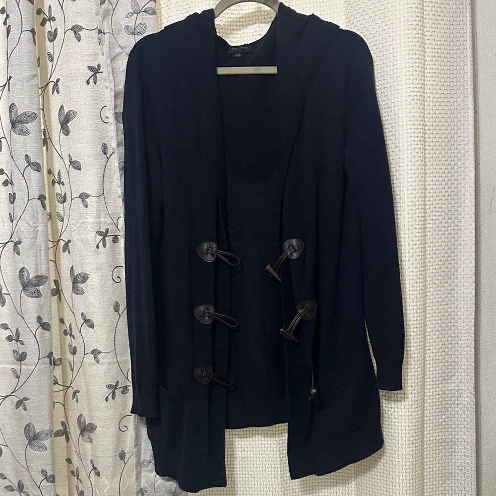 Banana Republic Navy Blue Hooded Toggle Cardigan Sweater